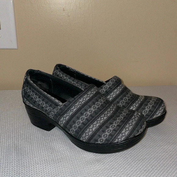 BOC womens 8.5 clogs shoes comfort black white grey pattern Nadine B.o.c slip on - Picture 1 of 12